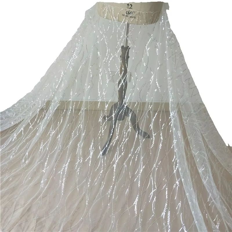 قماش دانتيل مطرز بالترتر بخطوط - مراجعة Lace Ribbon Trim وسعره